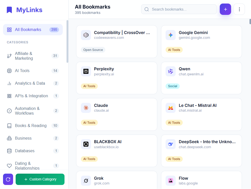 MyLinks Dashboard Preview
